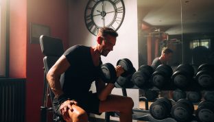 Mann trainiert im Fitnessstudio während seines Aktivurlaubs Österreich am Wolfgangsee