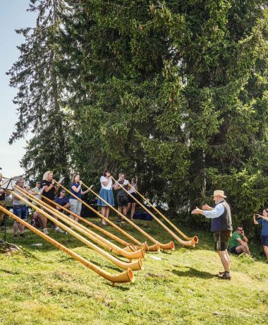 Musiker mit Instrumenten bei der Woodstock Academy im Designhotel Cortisen am Wolfgangsee© Ludwig Angerhoefer